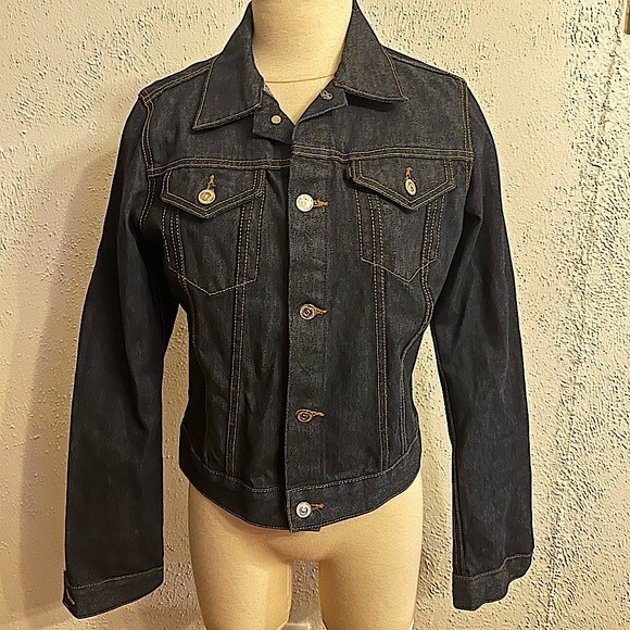 Juicy Couture Jeans Dark Blue Denim Jacket Size Large - Picture 1 of 7